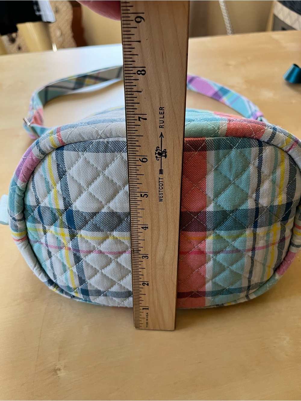 Vera Bradley Quilted Crossbody in Pastel Plaid (Pink, Blue, Teal, Coral) - Picture 3 of 13